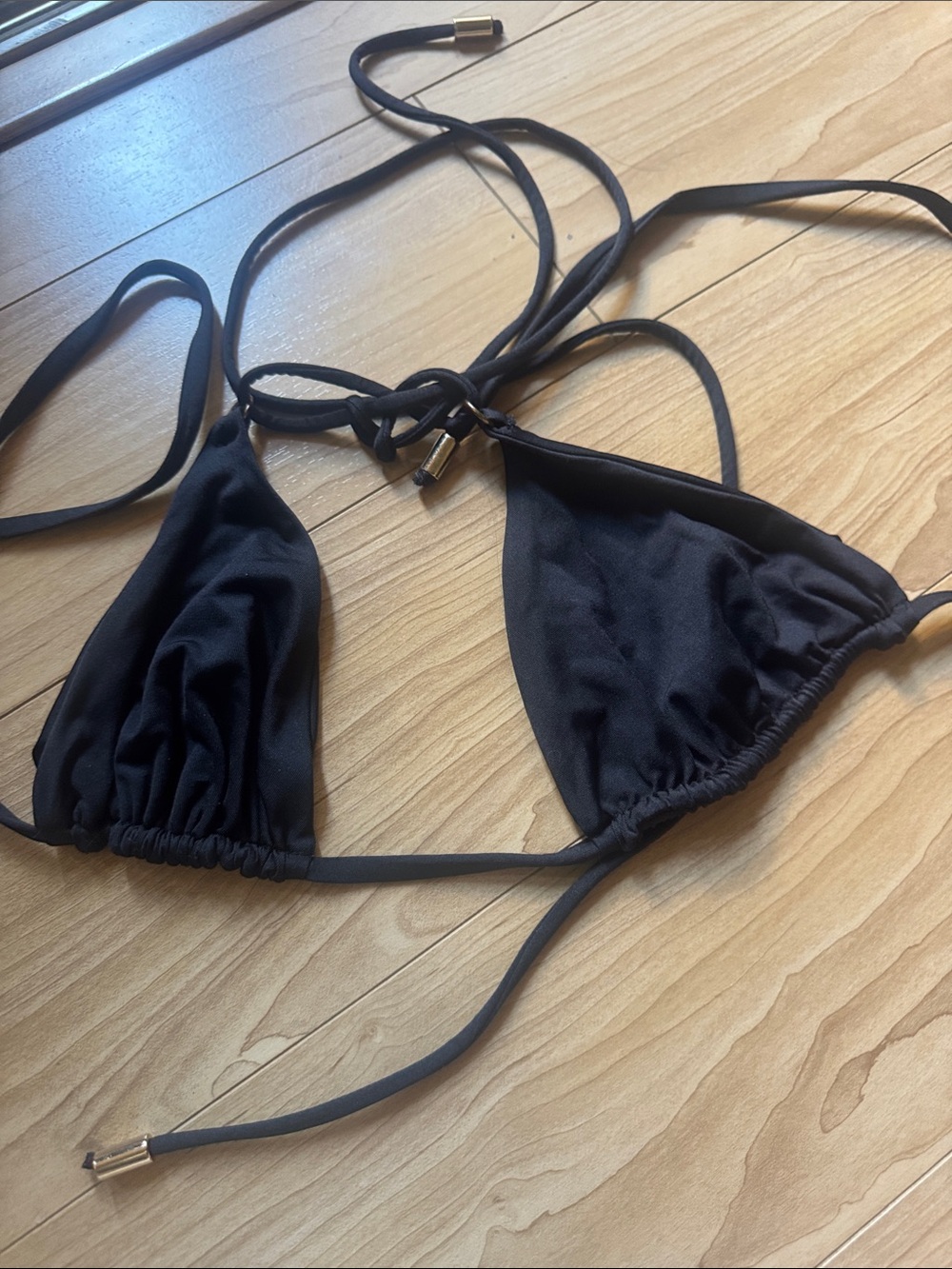 Monday Swimwear Black Triangle String Bikini Top